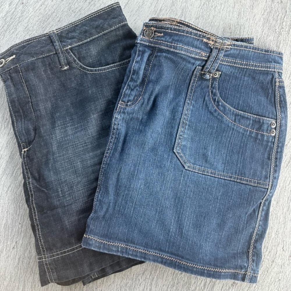 Set of Two Denim Jean Skirts Size 12 Dark Blue Wash and Medium Blue Wash